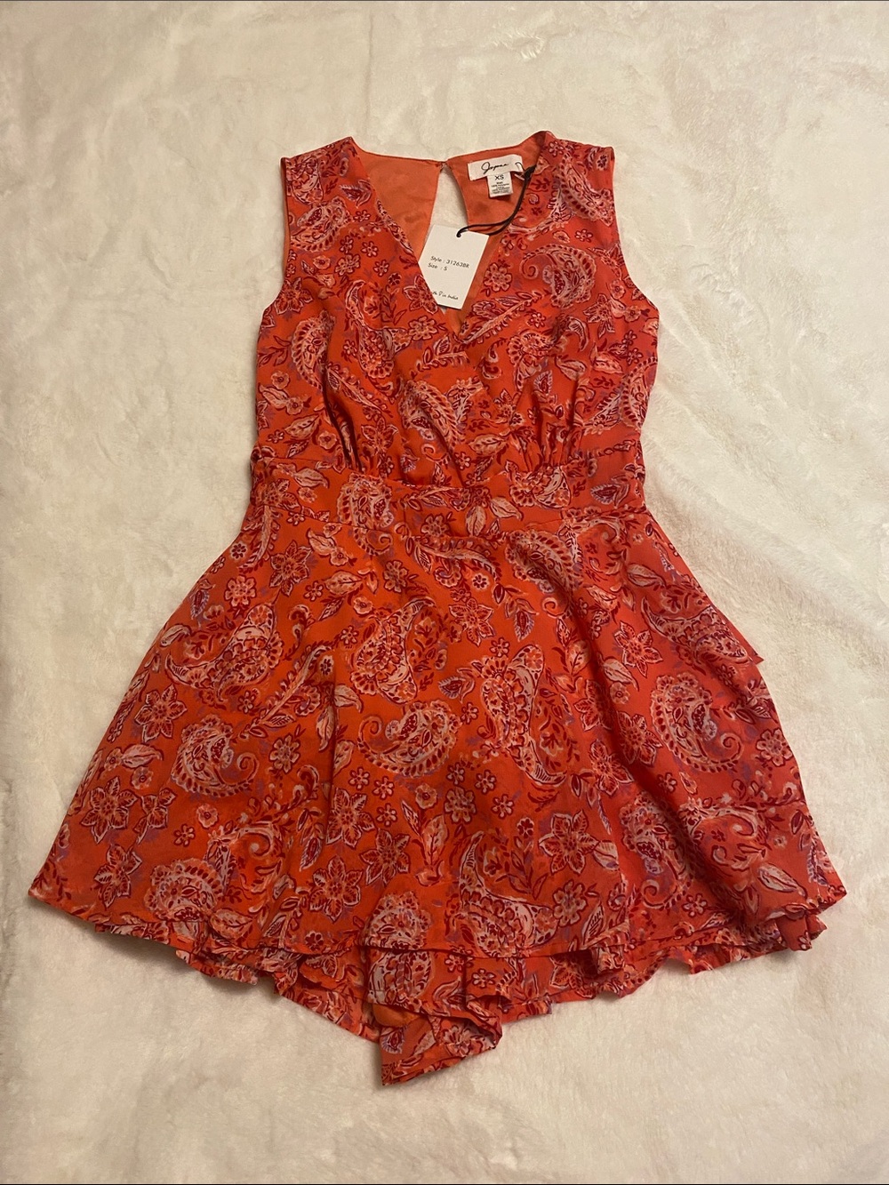 Red Paisley Floral V-Neck Romper
